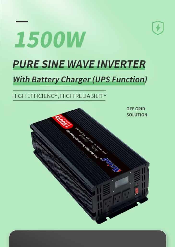 1500W Pure Sine Wave Power Inverter with Charger UPS