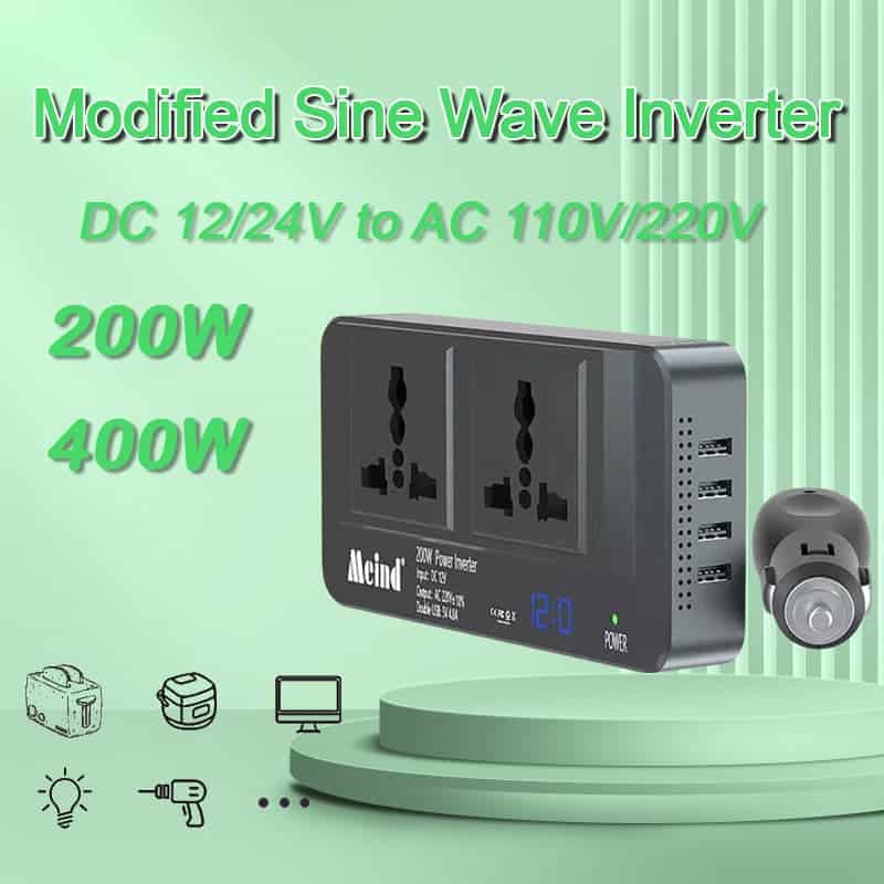 thumbnail image 2 of Lvyuan 1000W/2000W Peak Power Inverter – 12V DC To 110V AC With 4 USB Ports & 4 Sockets – Modified Sine Wave 2 of 5