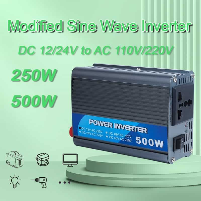 500W Pure Sine Wave Inverter, DC 12 Volt to 220 Volt AC