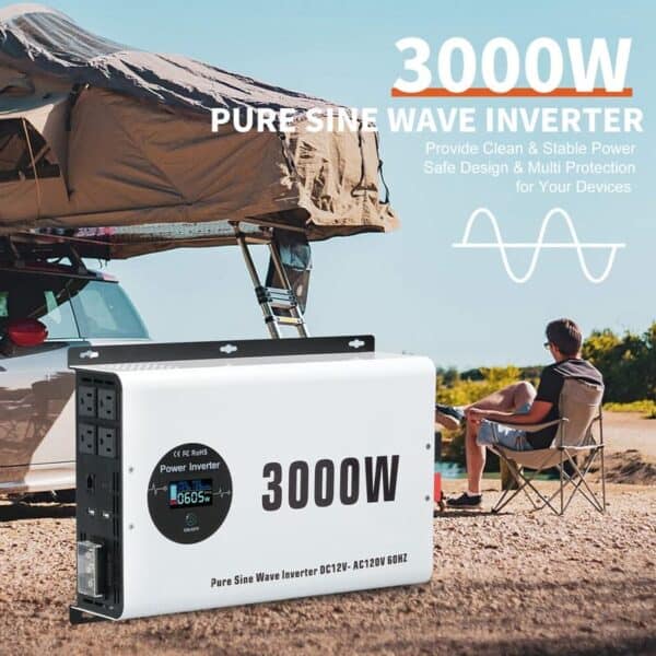 3000W Pure Sine Wave Power Inverter with LCD Wireless Remote Control ...